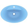 Luxusní umyvadlo přepad oválné světle modré 58,5x39 cm keramika 146934