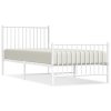 Kovový rám postele s hlavovým a nožním čelem bílý 90 x 200 cm 350942