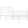 Kovový rám postele s hlavovým a nožním čelem bílý 90 x 200 cm 350942