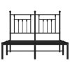 Kovový rám postele s čelem černý 135 x 190 cm 353536