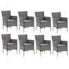 9dílný zahradní jídelní set s poduškami polyratan šedý 3095026