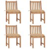 Zahradní židle 4 ks s poduškami masivní teak 3073106