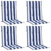 Podušky na židli nízké opěradlo 4 ks modré a bílé pruhy textil 361320