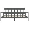 Rám postele s čelem šedý 200 x 200 cm masivní dřevo 3193358