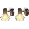 2 černá industriální nástěnná svítidla drátěná stínidla a LED žárovky 242265
