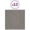 Nástěnné panely 12 ks světle šedé 30 x 30 cm samet 1,08 m² 343807