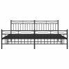 Kovový rám postele s hlavovým a nožním čelem černý 193 x 203 cm 373715