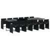 13dílný zahradní jídelní set s poduškami černý polyratan 3211123