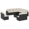 12dílná zahradní sedací souprava s poduškami černá polyratan 3219126