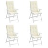 Podušky na židli vysoké opěradlo 4 ks krémové 120x50x2cm textil 43182