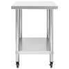 Kuchyňský pracovní stůl s kolečky 80 x 60 x 85 cm nerezová ocel 51636