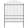 Zahradní plot s kopím nahoře ocelový 181 x 200 cm černý 144945