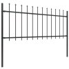 Zahradní plot s kopím nahoře ocelový 181 x 80 cm černý 144924