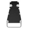 Skládací opalovací lehátko s podhlavníkem práškovaná ocel černé 41482