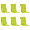 Podušky na židli vysoké opěradlo 6 ks jasně zelené 120x50x3 cm 314121