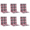 Podušky na židli nízké opěradlo 6ks červené kárované 100x50x3cm 314154