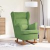 Houpací křeslo s opěradlem, světle zelený samet a masivní dřevo 329366