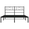 Kovový rám postele s čelem černý 135 x 190 cm 355462