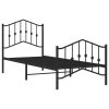 Kovový rám postele s hlavovým a nožním čelem černý 80 x 200 cm 373798
