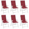 Podušky na židli vysoké opěradlo 6 ks vínové 120x50x3 cm textil 314115