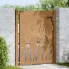 Zahradní branka 100 x 125 cm z corten oceli, design s trávou 153228