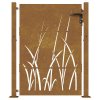 Zahradní branka 100 x 125 cm z corten oceli, design s trávou 153228