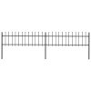 Zahradní plot s kopím nahoře ocelový 359 x 60 cm černý 277594