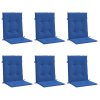 Podušky na židli nízké opěradlo 6 ks královsky modré 100x50x3cm 314145