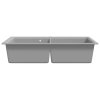 Nasaditelný kuchyňský dřez s dvojitým umyvadlem žula šedý 141676
