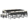 13dílný zahradní jídelní set s poduškami černý polyratan 3211518