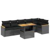 7dílná zahradní sedací souprava s poduškami černá polyratan 3273085