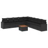 10dílná zahradní sedací souprava s poduškami černá polyratan 3224165