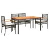 5dílný zahradní jídelní set s poduškami černý polyratan 3213568