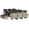 11dílný zahradní jídelní set s poduškami světle šedý polyratan 3210611