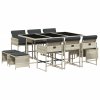 11dílný zahradní jídelní set s poduškami světle šedý polyratan 3211331