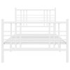 Kovový rám postele s hlavovým a nožním čelem bílý 107 x 203 cm 376387