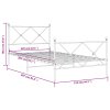 Kovový rám postele s hlavovým a nožním čelem bílý 107 x 203 cm 376565