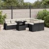 10dílná zahradní sedací souprava s poduškami černá polyratan 3267496