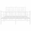 Kovový rám postele s hlavovým a nožním čelem bílý 140 x 190 cm 376391