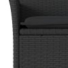 3dílný zahradní jídelní set a podušky černý polyratan a akácie 3278711