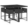 5dílný zahradní jídelní set s poduškami černý polyratan 3278022