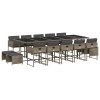 15dílný zahradní jídelní set s poduškami šedý polyratan 3278119