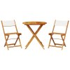 3dílný bistro set krémově bílý textil a masivní dřevo 3281844