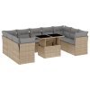 10dílná zahradní sedací souprava s poduškami béžová polyratan 3266819