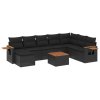 9dílná zahradní sedací souprava s poduškami černá polyratan 3227091