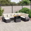 9dílná zahradní sedací souprava s poduškami černá polyratan 3275849