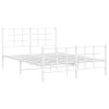 Kovový rám postele s hlavovým a nožním čelem bílý 135 x 190 cm 355627