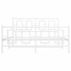 Kovový rám postele s hlavovým a nožním čelem bílý 135 x 190 cm 374307