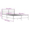 Rám postele kouřový dub 120 x 200 cm kompozitní dřevo a kov 3280039