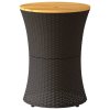Zahradní odkládací stolek tvar bubnu černý polyratan a masiv 368296